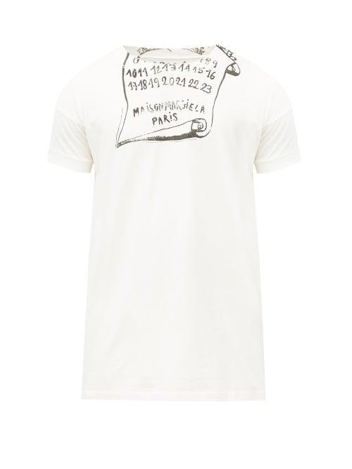 Matchesfashion.com Maison Margiela - Scribe Logo-print Cotton-jersey T-shirt - Mens - White