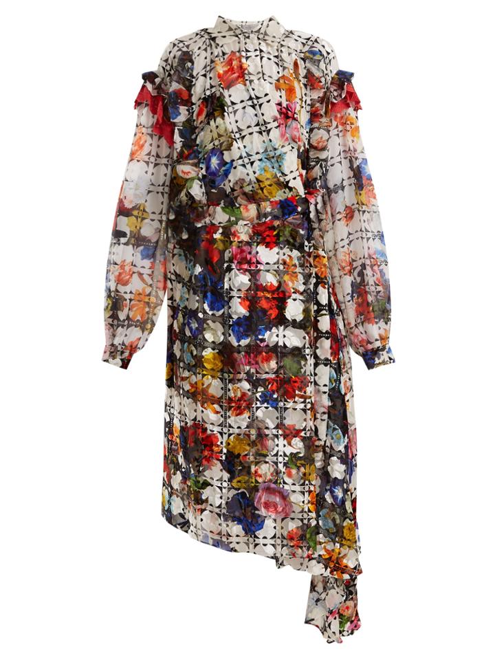 Preen By Thornton Bregazzi Floral-print Velvet-devor Dress