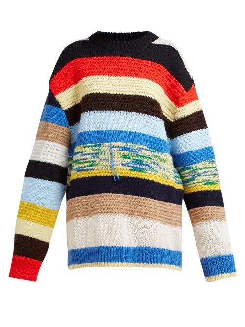 Matchesfashion.com Calvin Klein 205w39nyc - Stripe Intarsia Wool Blend Sweater - Womens - Multi