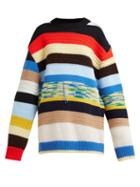 Matchesfashion.com Calvin Klein 205w39nyc - Stripe Intarsia Wool Blend Sweater - Womens - Multi