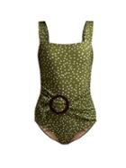 Matchesfashion.com Adriana Degreas - Mille Punti Polka Dot Print Swimsuit - Womens - Green White