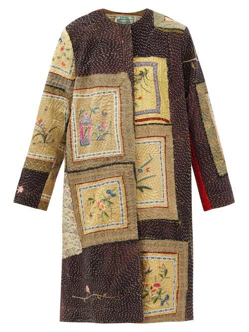 Matchesfashion.com By Walid - Tanita Floral-embroidered Silk Coat - Womens - White Multi