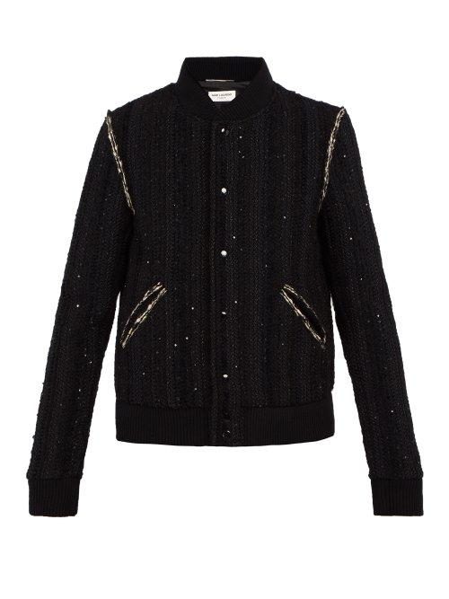Matchesfashion.com Saint Laurent - Sequin Bomber Jacket - Mens - Black