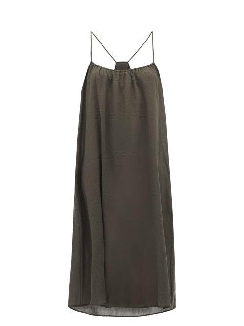 Matchesfashion.com Loup Charmant - Scoop Neck Organic Cotton Slip Dress - Womens - Grey