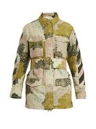 Off-white Floral-print Point-collar Belted Cotton Jacket