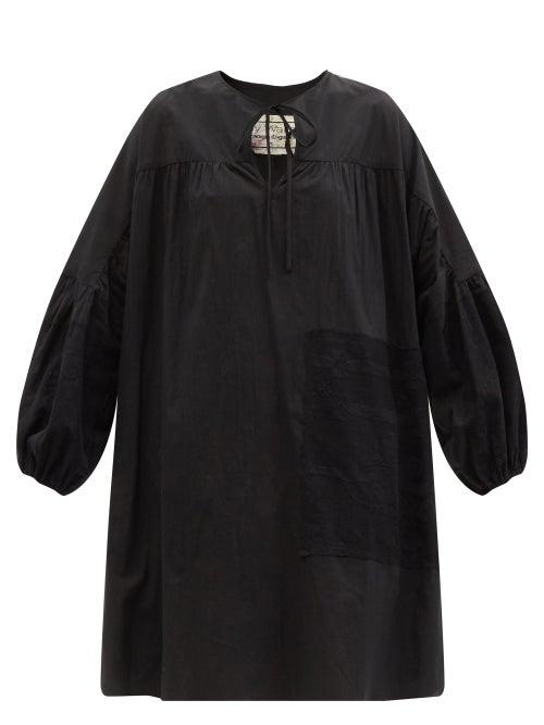Matchesfashion.com By Walid - Abigail Lace-patchwork Cotton-poplin Tunic Top - Womens - Black