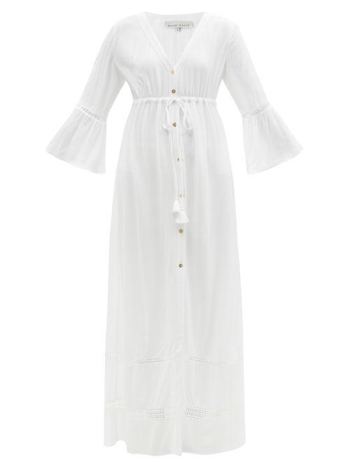 Ladies Beachwear Heidi Klein - Lace-insert Pliss Voile Maxi Dress - Womens - White
