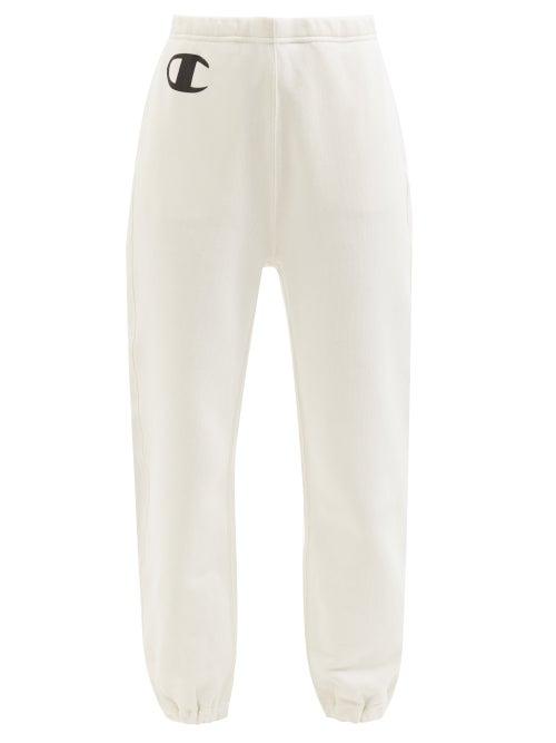 Nili Lotan X Champion - Logo-print Cotton-jersey Track Pants - Womens - White