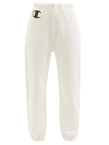 Nili Lotan X Champion - Logo-print Cotton-jersey Track Pants - Womens - White