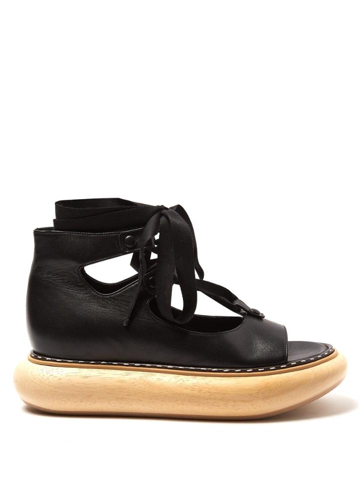 Loewe Wooden-sole Leather Sandals