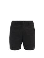 Matchesfashion.com Ami - Turn-up Cuff Cotton-twill Bermuda Shorts - Mens - Black