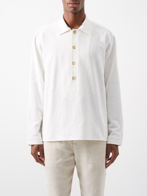 Commas - Half-button Linen-ramie Blend Shirt - Mens - White
