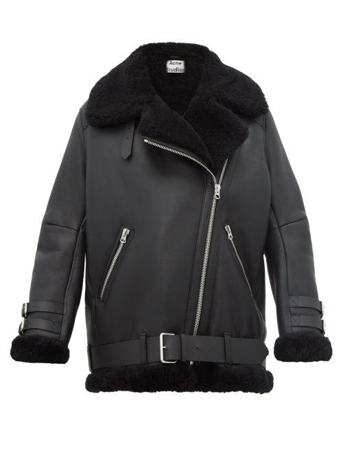 Matchesfashion.com Acne Studios - Velocite Leather And Shearling Aviator Jacket - Womens - Black