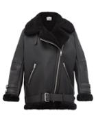 Matchesfashion.com Acne Studios - Velocite Leather And Shearling Aviator Jacket - Womens - Black