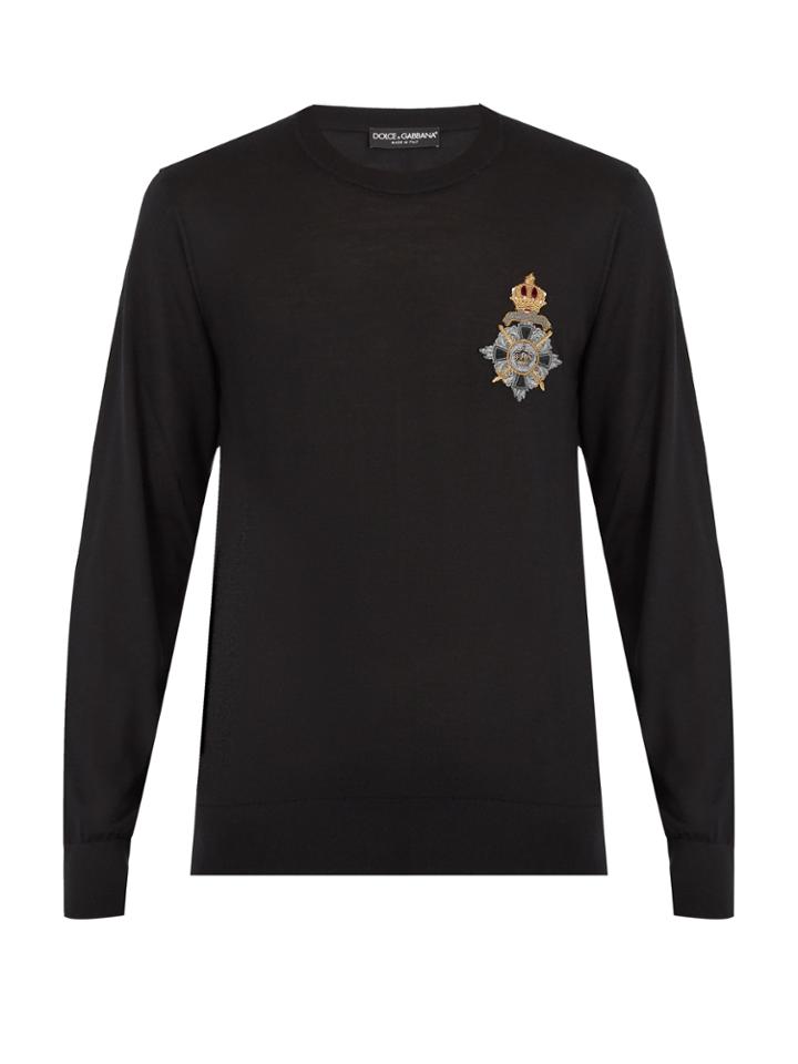 Dolce & Gabbana Crest-applique Cashmere Sweater