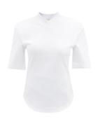 Ladies Rtw The Attico - Padded-shoulder Cotton-jersey T-shirt - Womens - White