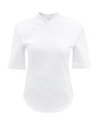 Ladies Rtw The Attico - Padded-shoulder Cotton-jersey T-shirt - Womens - White