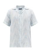 Frescobol Carioca - Lenis-print Linen-voile Shirt - Mens - Light Blue
