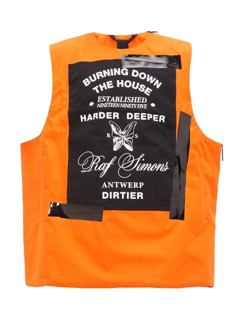 Matchesfashion.com Raf Simons X Templa - Logo Print Padded Technical Vest - Mens - Orange