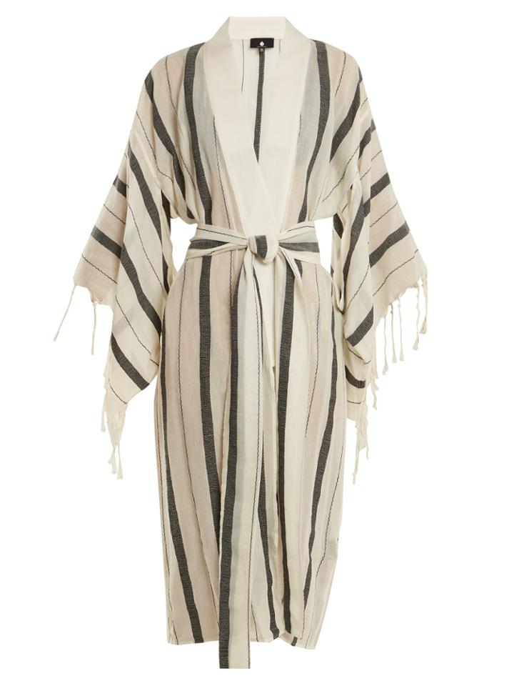 Su Baki Waist-tie Striped Cotton Kaftan