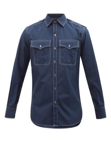 Sbline - Safari Flap-pocket Cotton-poplin Shirt - Mens - Navy