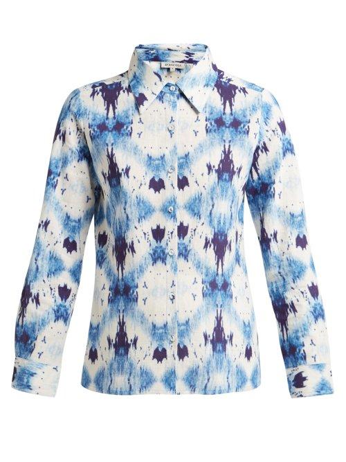 Matchesfashion.com D'ascoli - Abstract Tie Dye Effect Cotton Shirt - Womens - Blue White