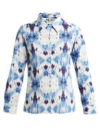 Matchesfashion.com D'ascoli - Abstract Tie Dye Effect Cotton Shirt - Womens - Blue White