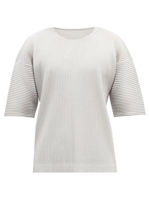 Mens Rtw Homme Pliss Issey Miyake - Oversized Technical-pleated T-shirt - Mens - Light Grey