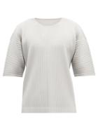Mens Rtw Homme Pliss Issey Miyake - Oversized Technical-pleated T-shirt - Mens - Light Grey