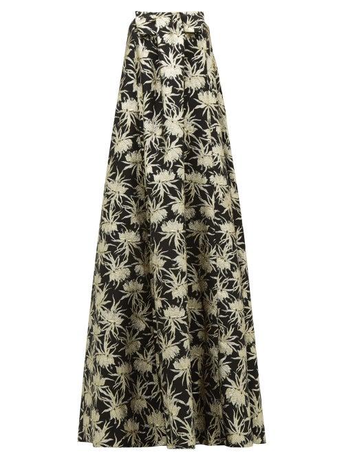 Matchesfashion.com Rochas - Piastra Radsmir Vanilla Flower Brocade Gown - Womens - Black Gold