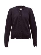 Matchesfashion.com Maison Margiela - Distressed Wool Cardigan - Womens - Navy