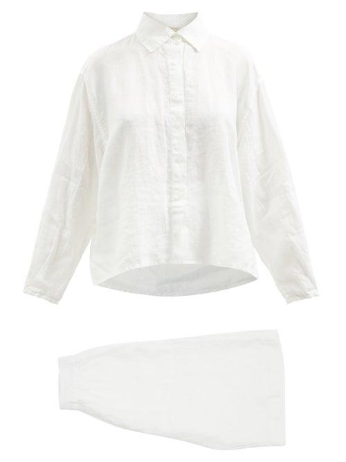 Deiji Studios - 06 Short Linen Pyjamas - Womens - White