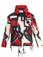 Matchesfashion.com Moncler - Abstract Print Quilted Hooded Down Jacket - Mens - Red Multi