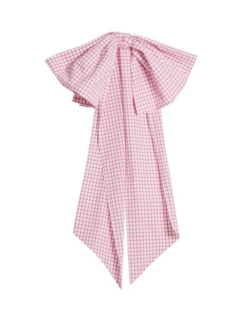 Matchesfashion.com Dovima Paris - Romy Bow Embellished Gingham Cotton Belt - Womens - Pink White