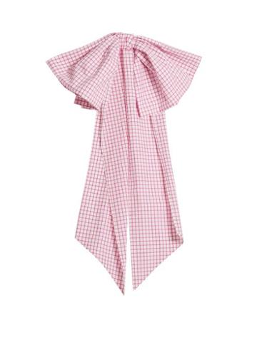 Matchesfashion.com Dovima Paris - Romy Bow Embellished Gingham Cotton Belt - Womens - Pink White