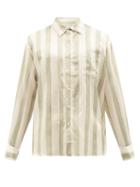 Commas - Striped Silk-blend Poplin Shirt - Mens - Green Stripe