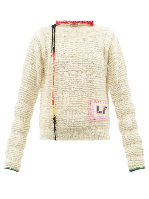 La Fetiche - Sissy Logo-patch Wool Sweater - Womens - Ivory Multi