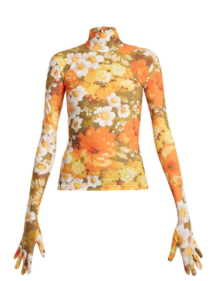 Richard Quinn Floral-print High-neck Top