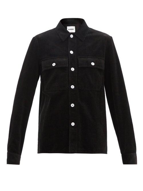Ladies Rtw Jil Sander - Flap-pocket Cotton-corduroy Shirt - Womens - Black