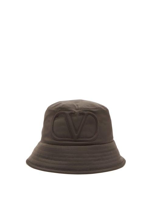 Matchesfashion.com Valentino Garavani - V-logo Shearling-lined Bucket Hat - Mens - Khaki
