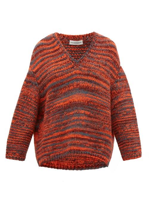 Matchesfashion.com Vika Gazinskaya - Dropped Sleeve Mlange Sweater - Womens - Red Multi
