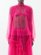 Noir Kei Ninomiya - Ruffled Tulle Blouse - Womens - Fuchsia