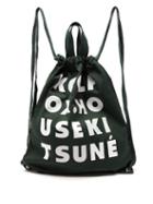 Matchesfashion.com Maison Kitsun - Logo Print Canvas Tote Backpack - Mens - Green Multi