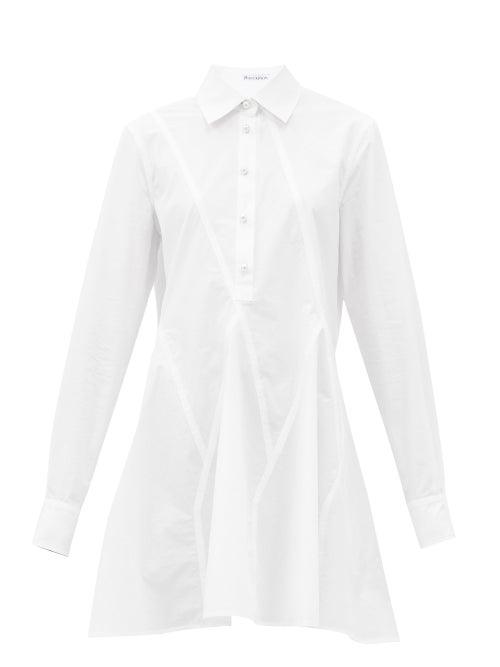 Matchesfashion.com Jw Anderson - Godet Hem Cotton Long-sleeved Shirt - Womens - White