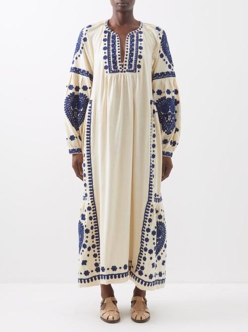 Sea - Holly Embroidered-canvas Kaftan - Womens - Cream
