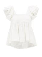 Anaak - Astrid Ruffle-sleeve Cotton Top - Womens - Off White