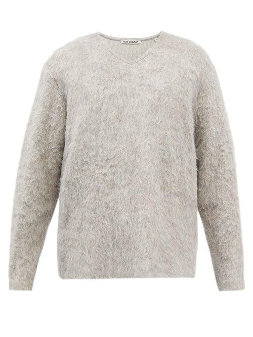 Our Legacy - Fuzzy-knit V-neck Sweater - Mens - Grey