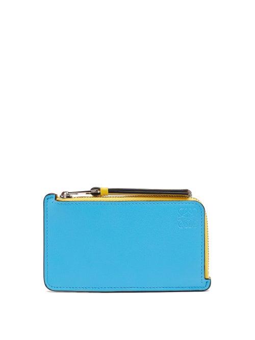 Ladies Accessories Loewe - Anagram-logo Zipped Leather Cardholder - Womens - Green Multi