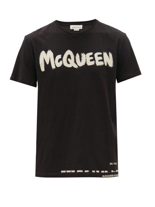 Matchesfashion.com Alexander Mcqueen - Graffiti Logo-print Cotton-jersey T-shirt - Mens - Black Multi