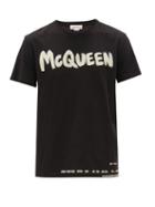 Matchesfashion.com Alexander Mcqueen - Graffiti Logo-print Cotton-jersey T-shirt - Mens - Black Multi